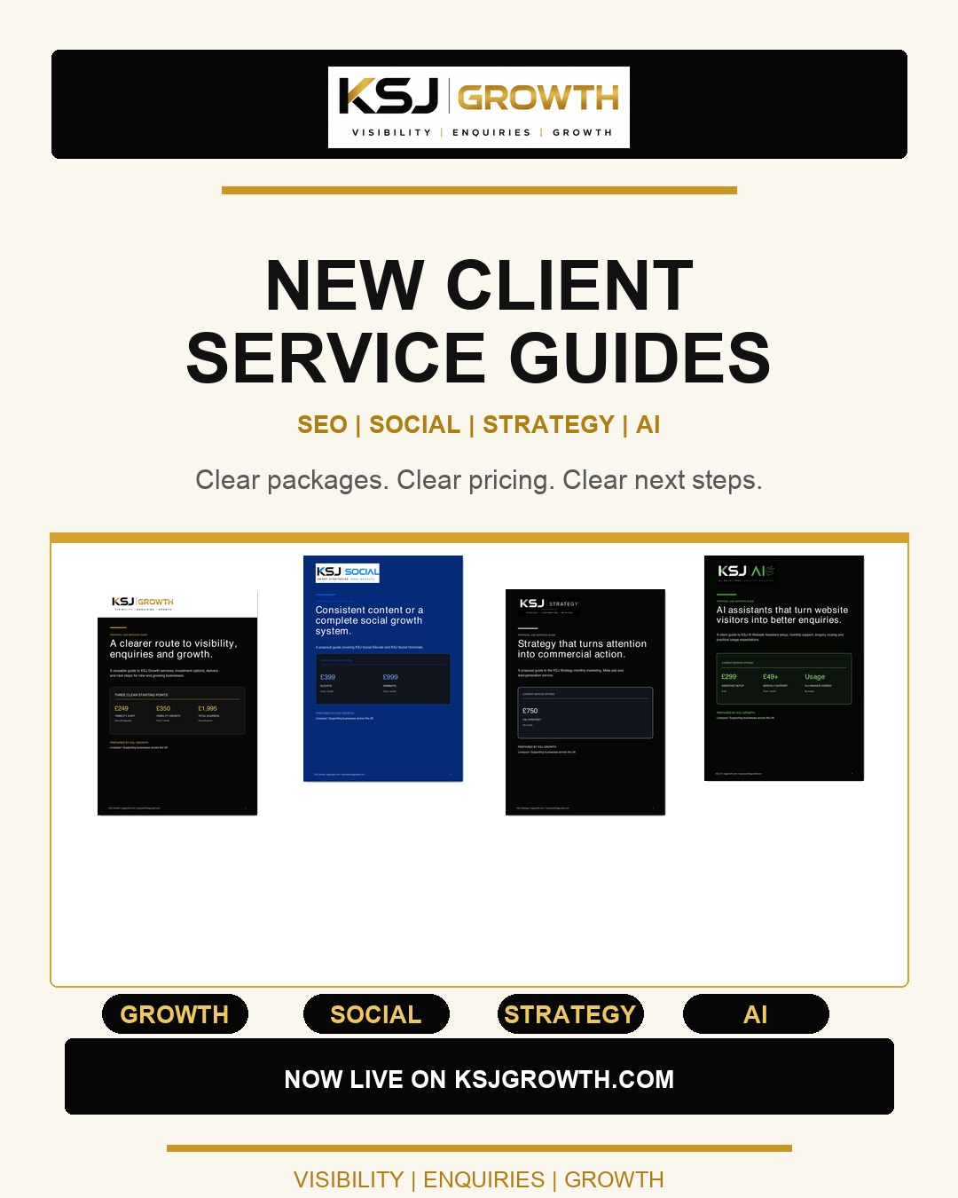 KSJ Growth service guides for SEO, social media, strategy and AI assistants